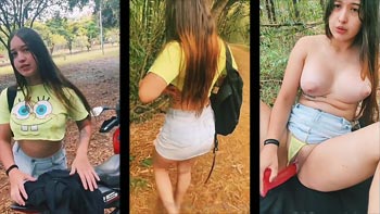 Novinha pelada no mato